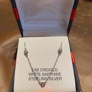 Women's Sterling Silver 18" Necklace w/ White Sapphires